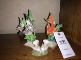 Two Capodimonte Hand Painted Fish, Made in Italy and Lofton Hand Painted Porcelain Dove