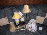 Group of  3 table lamps--hand painted pottery base (colorful) 16
