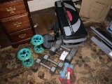 Group of exercise weights--4 pair: 20 lbs. set, 10 lbs. set, 3 lbs. set, 2 lbs. set;  plus Gold's Gy