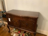Ornate Buffet w/long drawer over two door cabinet; brass pulls and key; 45