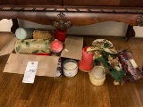 Large group of decorative candles including Yankee Candles and Candles for stands