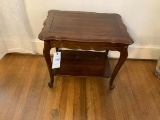 Side table, claw feet, shelf; top inlaid, 24.5