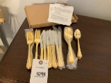 Hampton Silversmith's gold washed tableware including matching 6 forks, 8 salad forks, 8 knives, 6 t