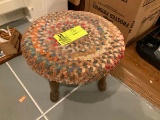Small foot stool w/covered top; 13