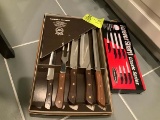 Two sets of cutlery:  Rogers 6 pcs set; Forever Sharp classic set