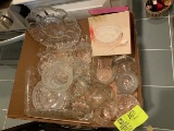 Box Lot--crystal plates including egg dish, cracker server, various small plates and cocktail party