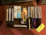 Box of VHS tapes including The Temptations and CD's of orchestra and misc. music