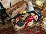Holiday group of stuffed snowmen, pillows and throws--Frosty and winter themes
