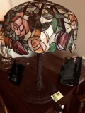 Tiffany Style Lamp with Rose Tree Motif, Base is 12