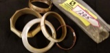 Fashion Jewelry--group of 5 bangle bracelets--2 w/inlaid ivory type material; one total ivory materi