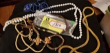 Fashion Jewelry--group of 6 decorator necklaces---wood material, beads, gold mesh, and rope