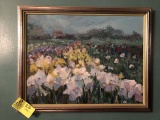 Gold Framed Hand Painted Oil on Board Floral Scene, 26x20