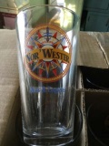 Case of 12 beer & ale glasses, printed NOR'WESTER ALES