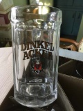 Group of 8 heavy beer mugs w/ handles, SAHM, imprinted DINKEL ACKER BEER