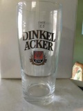 Case of 12 .3 liter crystal beer glasses by RUHR, imprinted DINKEL ACKER