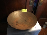 Vintage brass wok w/ handles, 18