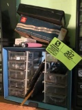 Group of storage drawers in metal case, 10