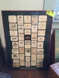 Framed wine labels, titled The Great Wines of Bordeaux, 35