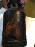 Vintage Milk Can, Horse Designs Painted On, 22.5