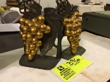 Pair of Gold Grape Themed Metal Bookends, 7