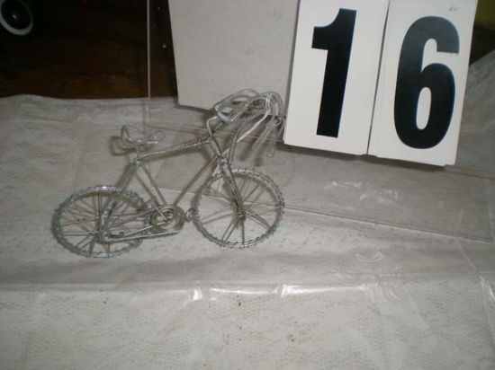 Hand-made bicycle w/ moveable parts, 7"l x 5"t