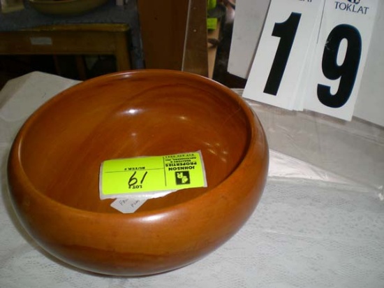 Fruitwood salad bowl with silver plate base, 10"d x 4 1/2"t, 5" base