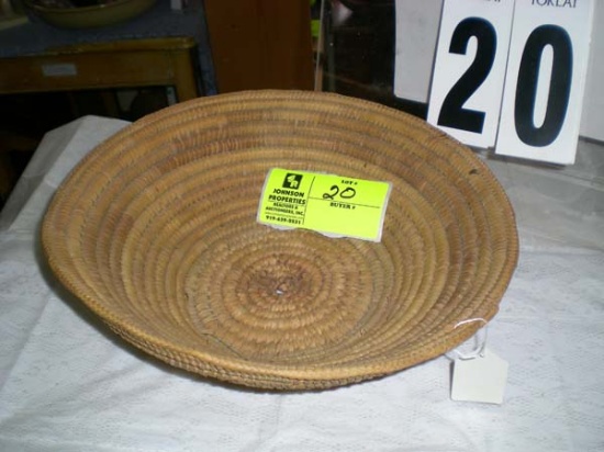 Handwoven cane grass Navajo design basket, 13"x 4"x 6 1/2"d