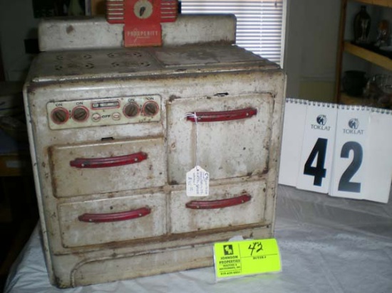 Prosperity junior stove, metal, 16"t x 14"w x 9"d