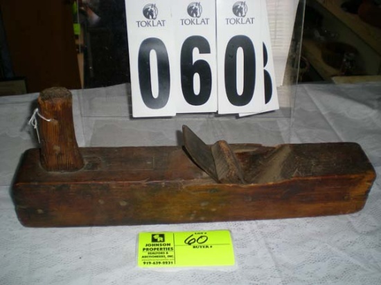Wooden block plane, 16"l x 6 1/4"h x 2 1/2"w
