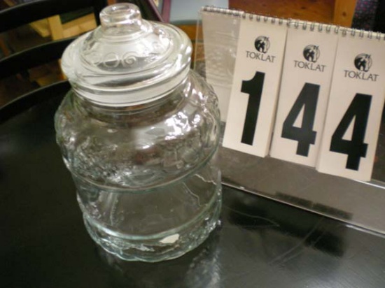 Jar with lid, 10" x 7"