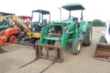 JD 4615 CANOPY 2WD W/ LDR HAY FORKS
