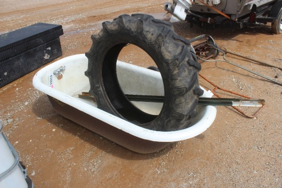 CAST IRON TUB AND TRACTOR TIRE