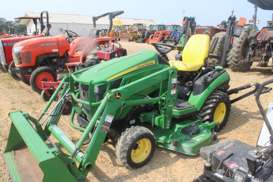 John Deere 1025r W/H120ldr And Bucket, Belly Mower And Backhoe Attachment 4wd