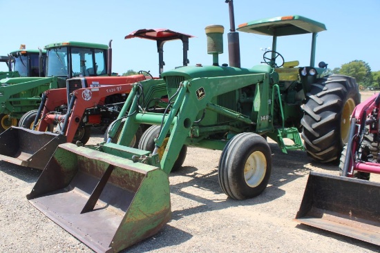 JOHN DEERE 4020 CANOPY 2WD W/148LDR AND BUCKET 5406HRS (WE DO NOT GUARANTEE HOURS)