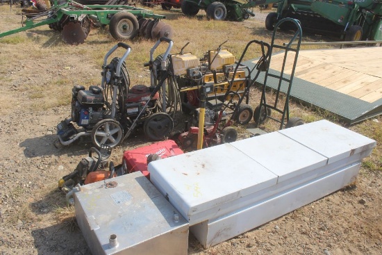 Misc Items: Dewalt Generator, Pressure Washers, Yard Equipment , Dolly, Gooseneck Hitch