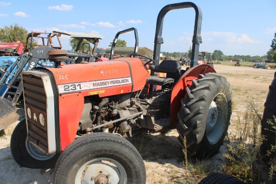 SALVAGE MASSEY FERGUSON 231 2WD ROPS TERP TRACTOR (HOLE IN BLOCK)