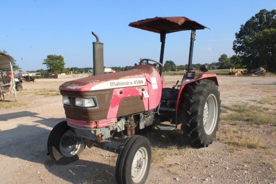 SALVAGE MAHINDRA 4500 W/CANOPY 2WD TERP TRACTOR (HOLE IN BLOCK)