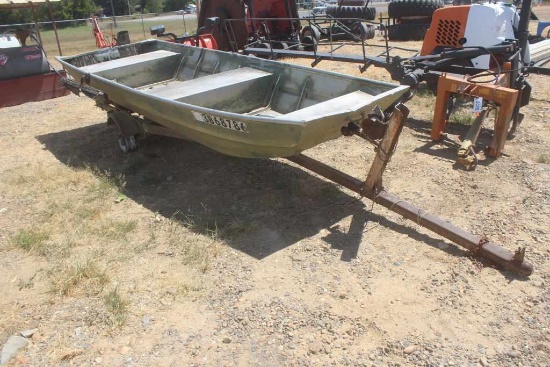 ALUMINUM 14' FLAT BOTTOM RYAN CRAFT BOAT W/ TRAILER NO TITLE (POND USE ONLY)