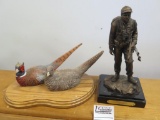 Archery quest NRA 984/1125 brass statue, horns broken off & pheasant set