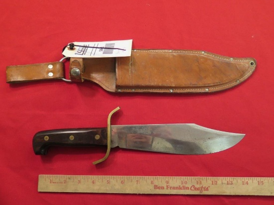 Bowie knife w/leather sheath 14", tag#5841