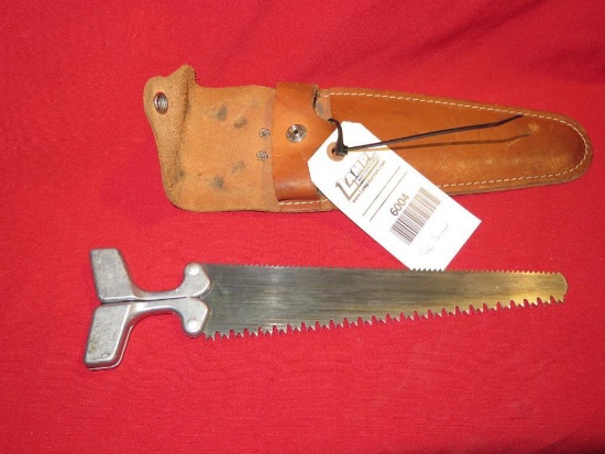 PacSaw made in Rocky Mt, 10" saw blade, leather sheath, tag#6004