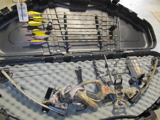 Hoyt MMT compound bow, arrows, broadheads, release, case & more, tag#7125