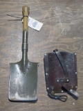 Swiss military shovel with leather sheath, tag#6715