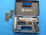 Beretta 92FS 9mm semi auto pistol, stainless, extra grips, mag & case, 20rd