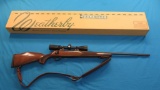 Weatherby Vanguard Deluxe 300weatherby bolt, Bushnell 3x9 scope, leather sl