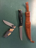 Normark hunting knife w/sheath & Gerber pocket knife, tag#7115