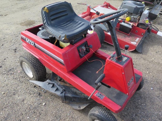 MTD riding lawn mower, 10hp, new tires on back, new drive belt, needs batte