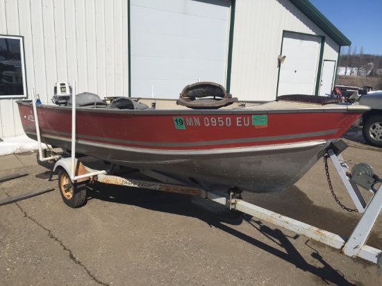 1985 Lund 14.5' aluminum on 1984 Midi trailer w/Evinrude 35hp w/tilt - runs