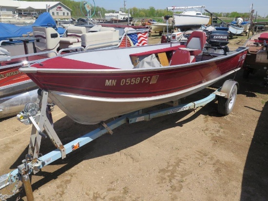 1990 Lund 16' Rebel on 1979 EZ Load trl w/Evinrude 25hp - runs  (Transfer &