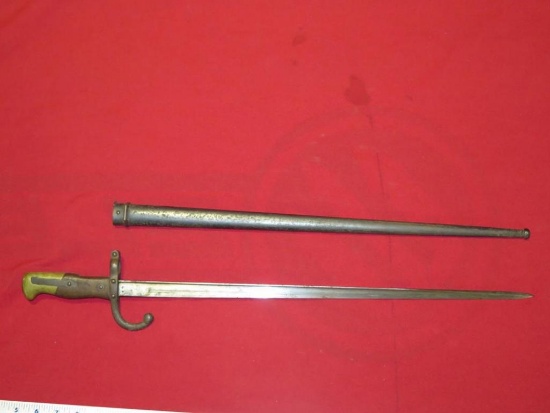 French? 25" bayonet with sheath, tag#6171